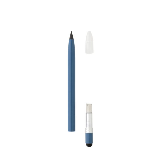Aluminium inkless pen with eraser, blue