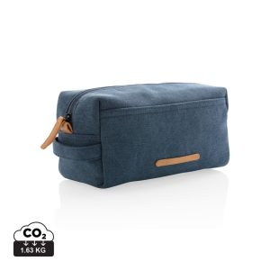 Canvas toiletry bag PVC free, blue