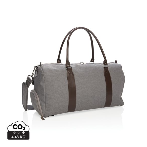 Weekend bag with USB output, grey
