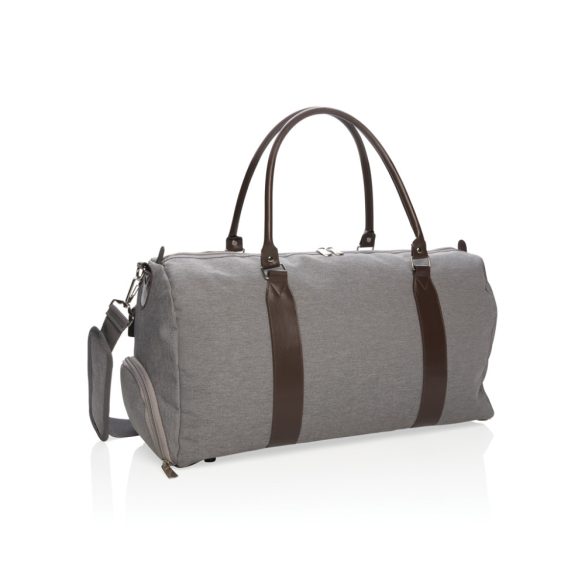 Weekend bag with USB output, grey