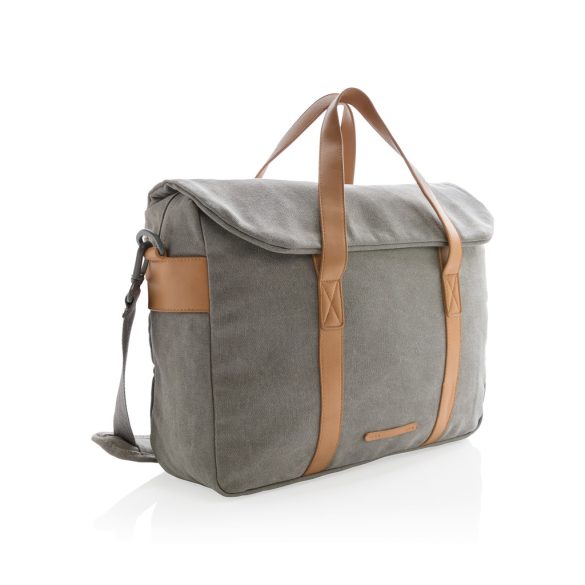 Canvas laptop bag PVC free, grey