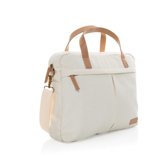 Impact AWARE™ 16 oz. recycled canvas laptop bag, off white