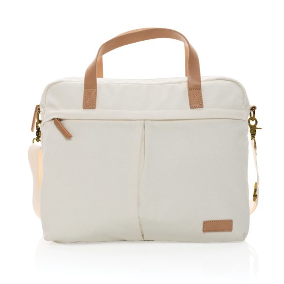 Impact AWARE™ 16 oz. recycled canvas laptop bag, off white