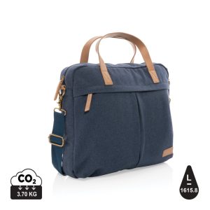 Impact AWARE™ 16 oz. recycled canvas laptop bag, blue