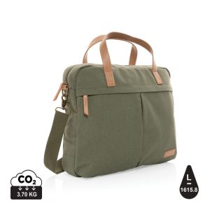 Impact AWARE™ 16 oz. recycled canvas laptop bag, green