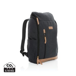 Impact AWARE™ 16 oz. recycled canvas 15" laptop backpack, black