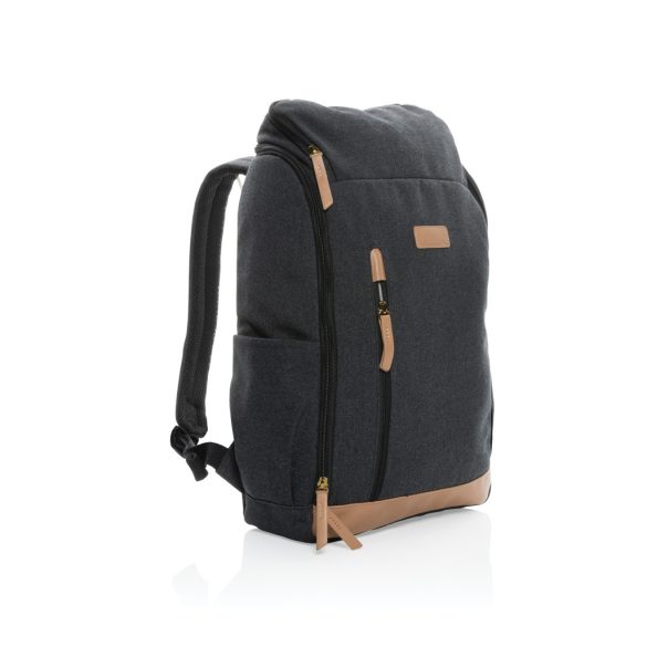 Impact AWARE™ 16 oz. recycled canvas 15" laptop backpack, black