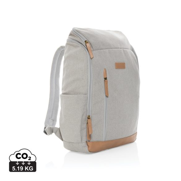 Impact AWARE™ 16 oz. recycled canvas 15" laptop backpack, grey