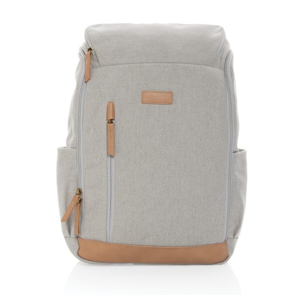Impact AWARE™ 16 oz. recycled canvas 15" laptop backpack, grey