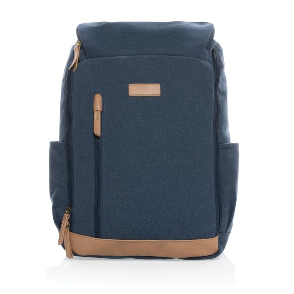 Impact AWARE™ 16 oz. recycled canvas 15" laptop backpack, blue
