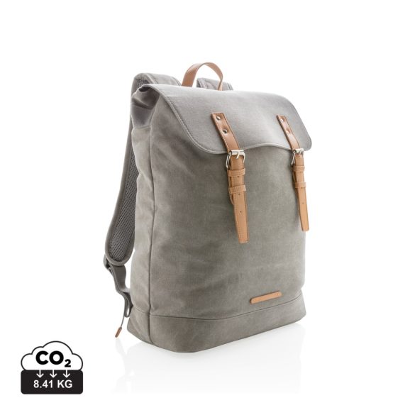 Canvas laptop backpack PVC free, grey