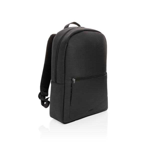 Swiss Peak deluxe vegan leather laptop backpack PVC free, bl