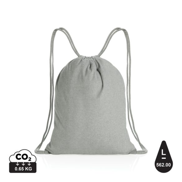 Impact AWARE™ Recycled cotton drawstring backpack 145g, grey