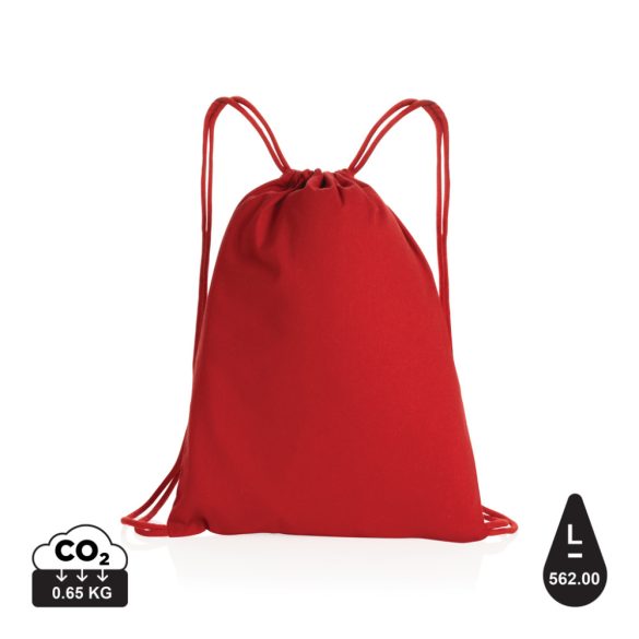 Impact AWARE™ Recycled cotton drawstring backpack 145g, red