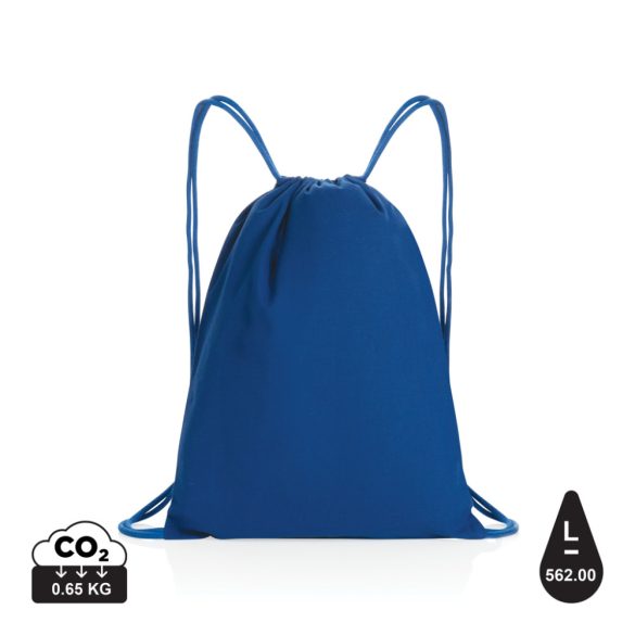 Impact AWARE™ Recycled cotton drawstring backpack 145g, blue