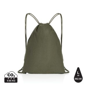 Impact AWARE™ Recycled cotton drawstring backpack 145g, gree