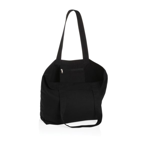 Impact Aware™ 240 gsm rcanvas shopper w/pocket undyed, black