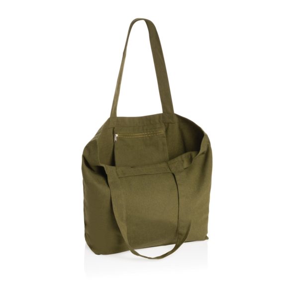 Impact Aware™ 240 gsm rcanvas shopper w/pocket undyed, green