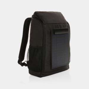 Pedro AWARE™ RPET deluxe backpack with 5W solar panel, black