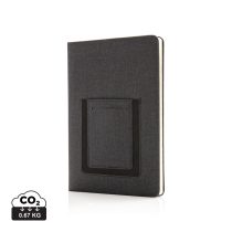 Deluxe A5 Notebook with phone pocket, black