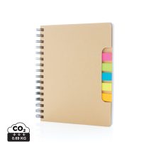 A5 Kraft spiral notebook with sticky notes, brown