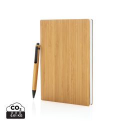 A5 Bamboo notebook & pen set, brown