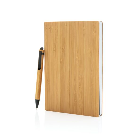 A5 Bamboo notebook & pen set, brown