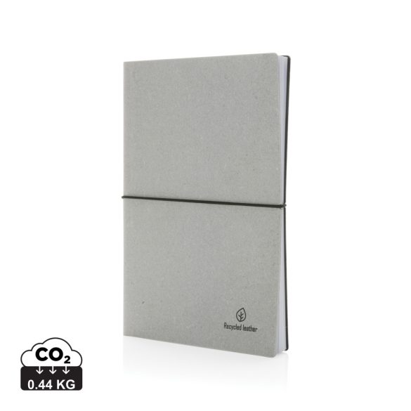 A5 GRS recycled leather notebook, light grey