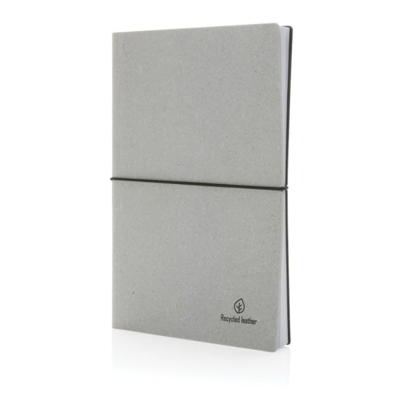 A5 GRS recycled leather notebook, light grey