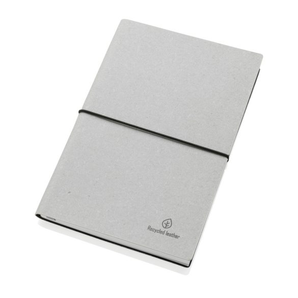 A5 GRS recycled leather notebook, light grey