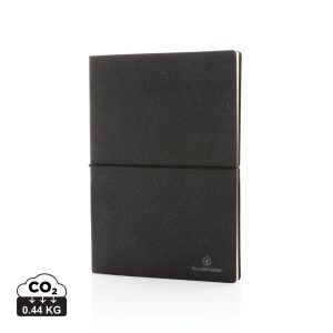 A5 GRS recycled leather notebook, grey