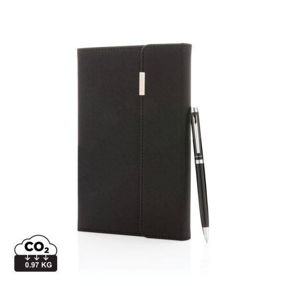 Swiss Peak deluxe A5 notebook and pen set, black