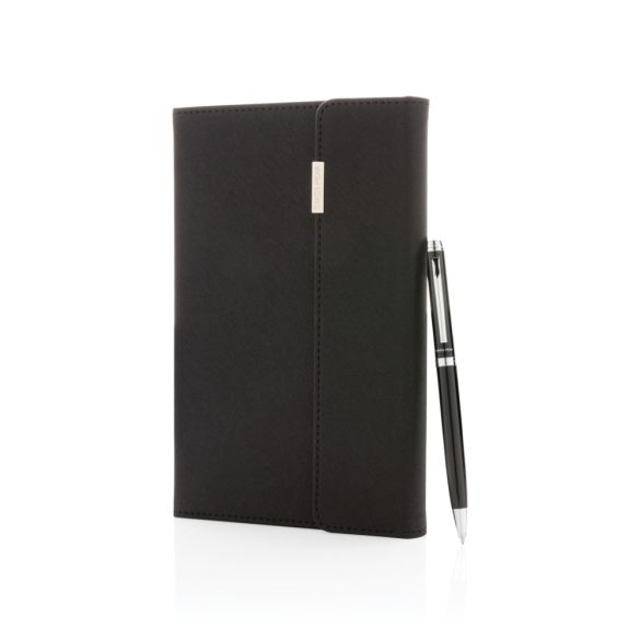 Swiss Peak deluxe A5 notebook and pen set, black