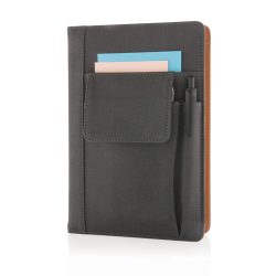 Notebook with phone pocket, black