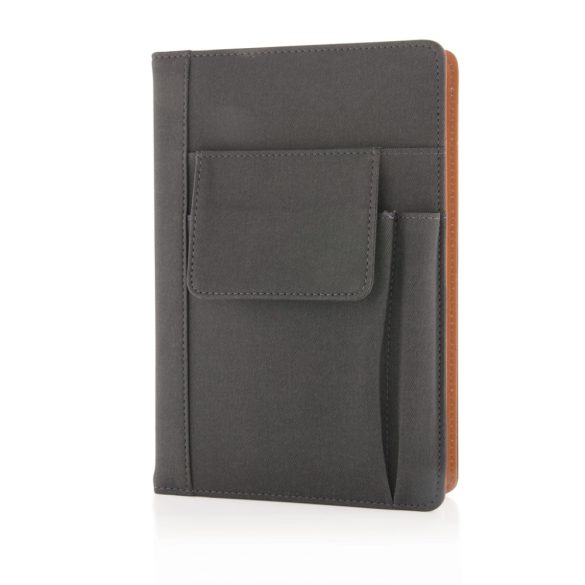 Notebook with phone pocket, black