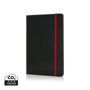 Deluxe hardcover A5 notebook with coloured side, red
