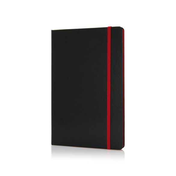 Deluxe hardcover A5 notebook with coloured side, red