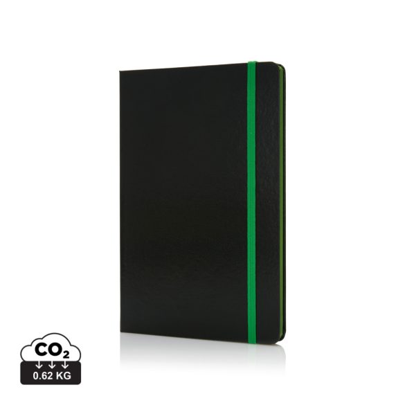 Deluxe hardcover A5 notebook with coloured side, green