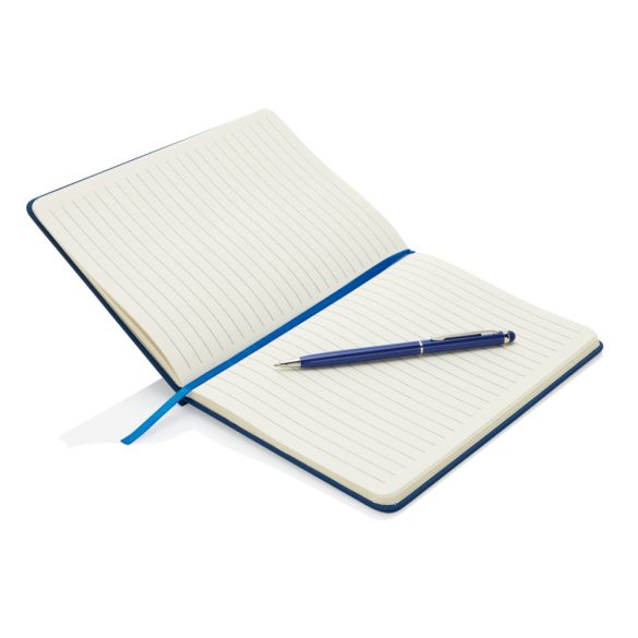 Standard hardcover PU A5 notebook with stylus pen, navy