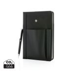 Refillable notebook and pen set, black