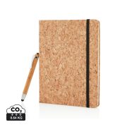 A5 notebook with bamboo pen including stylus, brown