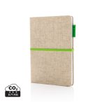 A5 Eco jute cotton notebook, green