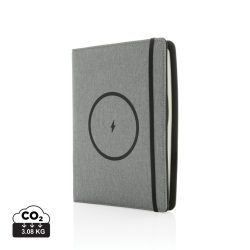 Air 5W RPET wireless charging notebook cover A5, grey