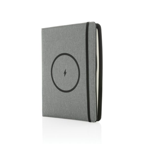 Air 5W RPET wireless charging notebook cover A5, grey