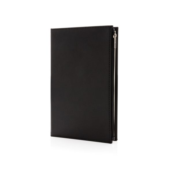 Swiss Peak A5 PU notebook with zipper pocket, black