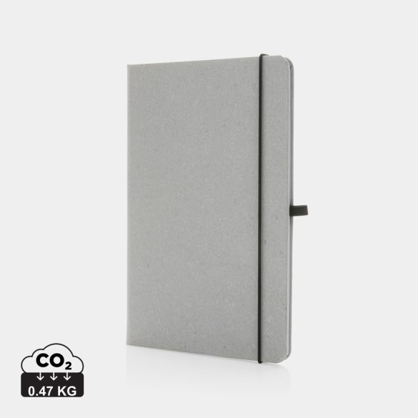 GRS Recycled leather hardcover notebook A5, light grey