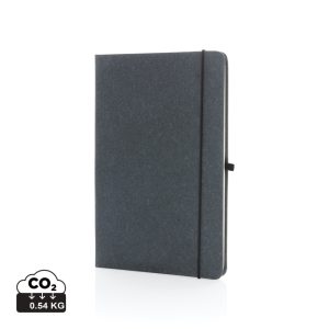 Recycled leather hardcover notebook A5, grey