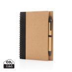 Kraft spiral notebook with pen, black