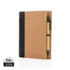 Cork spiral notebook with pen, black