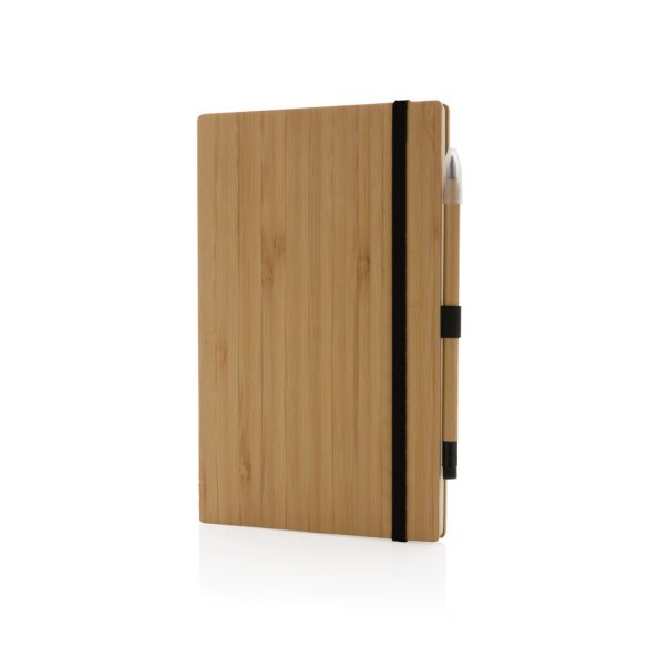 Bamboo notebook and infinity pencil set, brown